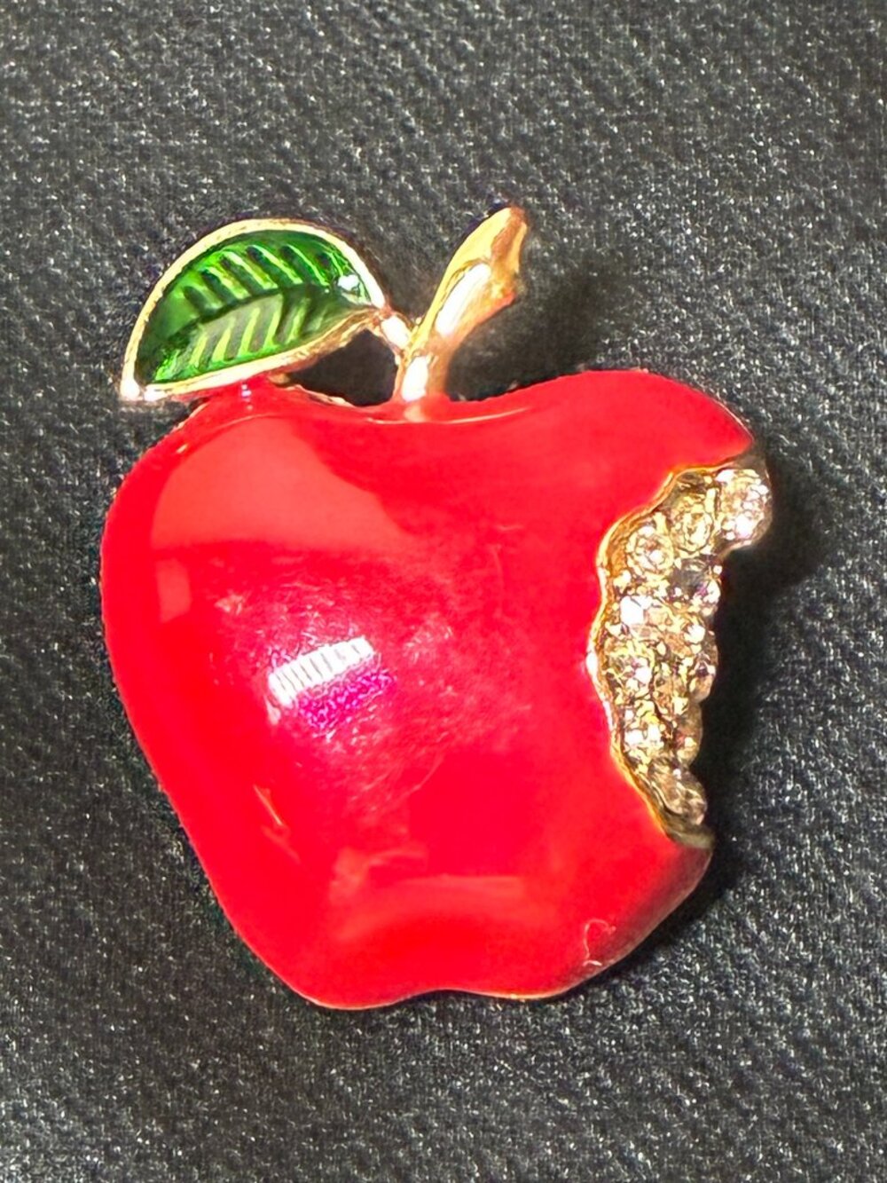 Talbots Apple Brooch with Crystals